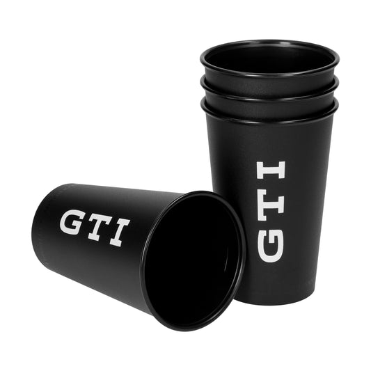 VW Becher GTI Kollektion, 0,3l Kunststoffbecher schwarz mit GTI Logo, 4 Stück, 3A4069604